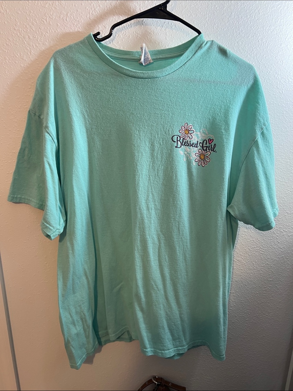 Blessed Girl Turquoise Graphic Tee - Casual Short Sleeve